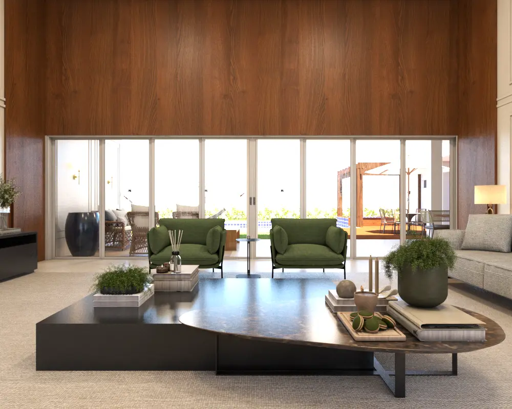 Ambiente comercial integrado com pé-direito duplo – arquitetura em Primavera do Leste